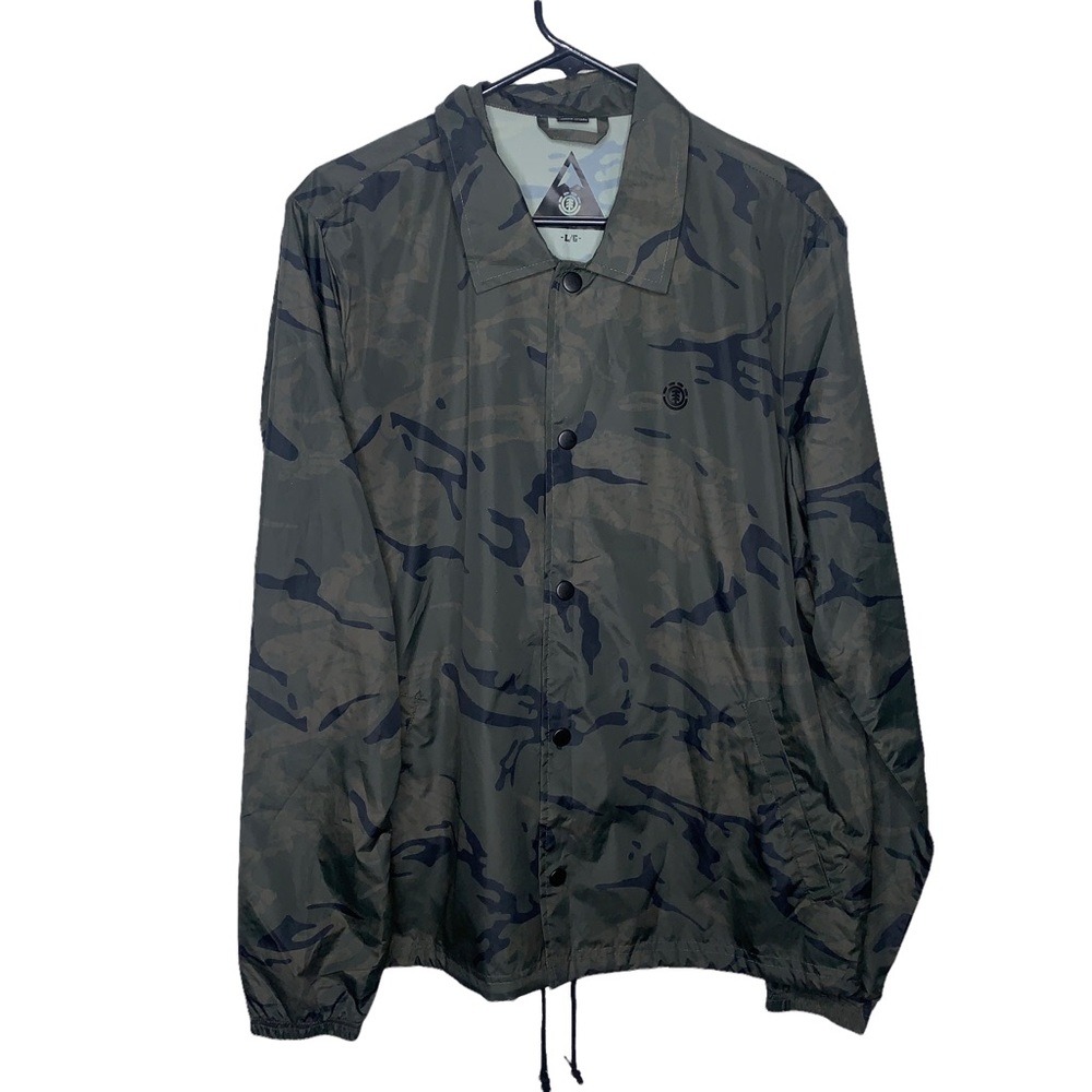 Element Mens Size L Murray Travel Well Camo Coach Windbreaker Button Up Jacket